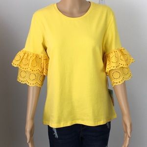 J for Justify yellow cotton top